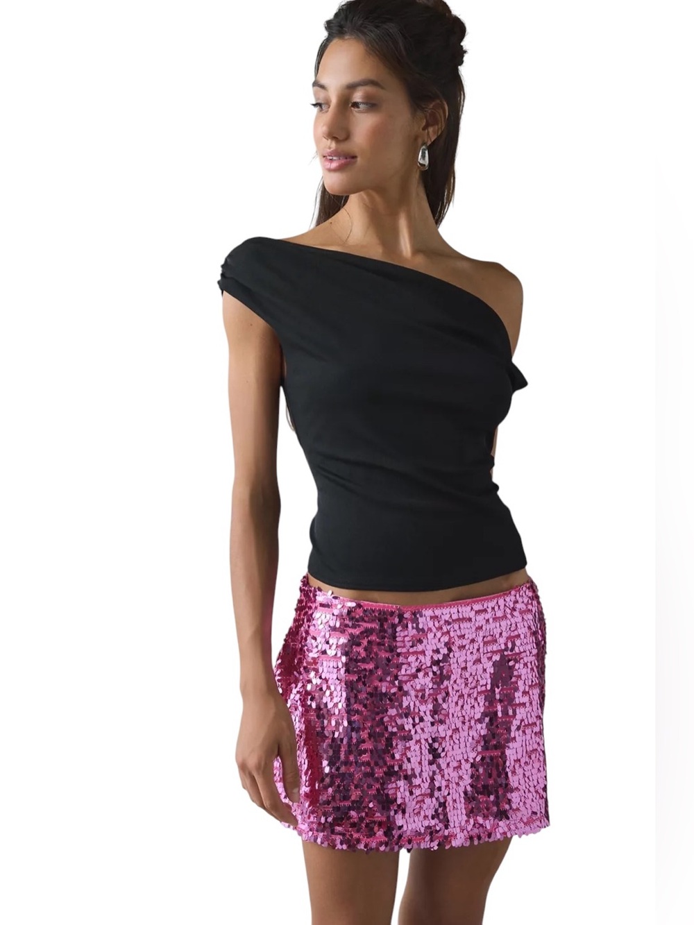 UO Olivia Paillette Sequin Low Rise Micro Mini Skirt